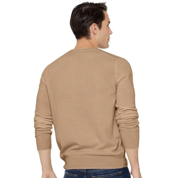 State Cashmere Men's Basic V Neck Sweater Camel Brown Size XXL Long Sleeve NEW